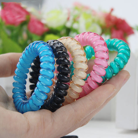 Fashion Cute Candy Color Hair Jewelry Headbands Telephone Line Hair Rope for Women Hair Band