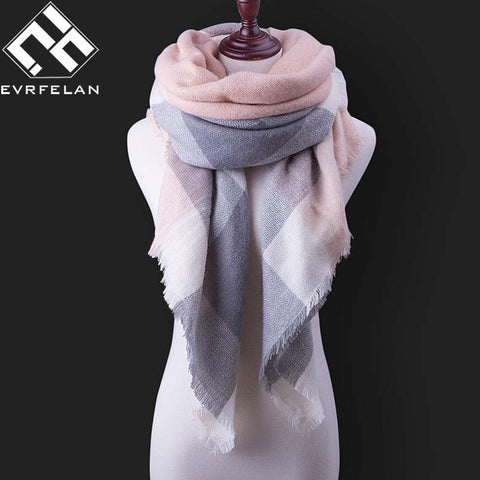 Za Fashion Winter Scarf For Women Scarf Cashmere Warm Plaid Pashmina Scarf Luxury Brand Blanket Wraps Female Scarves And Shawls