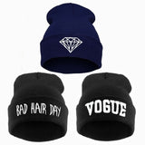 VOGUE Diamond bad hair day knit bonnet winter hat beanies for men women,femme ski skullies,gorros de lana hombre mujer invierno