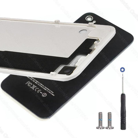 New Rear Battery Housing Back Glass Cover Door Case for iPhone 4 4G 4s free Original Screws tool replacament