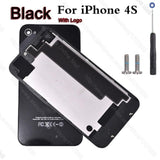 New Rear Battery Housing Back Glass Cover Door Case for iPhone 4 4G 4s free Original Screws tool replacament