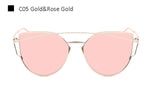 Aimade 2016 New Cat Eye Sunglasses Women Brand Designer Fashion Twin-Beams Rose Gold Mirror Cateye Sun Glasses For Female UV400