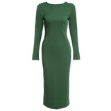 Gamiss Bodycon Sheath Dress Long Sleeve Party Sexy Dresses Women Clothing Back Full Zipper Robe Sexy Pencil Tight Dress Vestidos