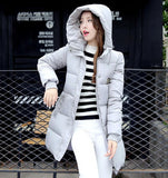 2017 New Fashion Long Winter Jacket Women Slim Female Coat Thicken Parka Down Cotton Clothing Red Clothing Hooded Student