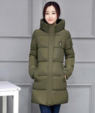 2017 New Fashion Long Winter Jacket Women Slim Female Coat Thicken Parka Down Cotton Clothing Red Clothing Hooded Student