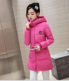 2017 New Fashion Long Winter Jacket Women Slim Female Coat Thicken Parka Down Cotton Clothing Red Clothing Hooded Student