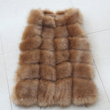 2016 Arrival Winter Women Coat  Faux Fox Fur Vest Femme Fur Vests High-Grade Pocket Women's Jacket Long Vest Plus Size:XS-4XL