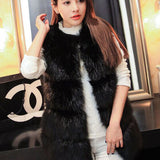 2016 Arrival Winter Women Coat  Faux Fox Fur Vest Femme Fur Vests High-Grade Pocket Women's Jacket Long Vest Plus Size:XS-4XL