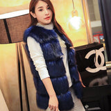 2016 Arrival Winter Women Coat  Faux Fox Fur Vest Femme Fur Vests High-Grade Pocket Women's Jacket Long Vest Plus Size:XS-4XL