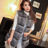 2016 Arrival Winter Women Coat  Faux Fox Fur Vest Femme Fur Vests High-Grade Pocket Women's Jacket Long Vest Plus Size:XS-4XL